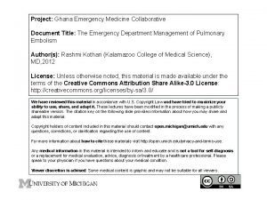 Project Ghana Emergency Medicine Collaborative Document Title The