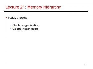 Lecture 21 Memory Hierarchy Todays topics Cache organization