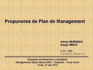 Propunerea de Plan de Management Adrian MURESAN Sergiu