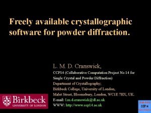 Freely available crystallographic software for powder diffraction L