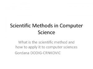 Scientific methods in computer science