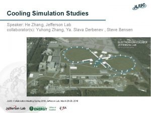 Cooling Simulation Studies Speaker He Zhang Jefferson Lab