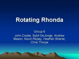 Rotating Rhonda Group 6 John Cooke Sybil De