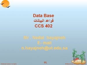 Data Base CCS 402 Mr Nedal hayajneh E