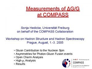 Measurements of GG at COMPASS Sonja Hedicke Universitt
