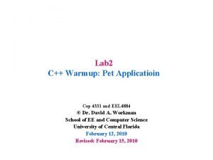 Lab 2 C Warmup Pet Applicatioin Cop 4331