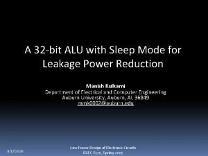 A 32 bit ALU with Sleep Mode for