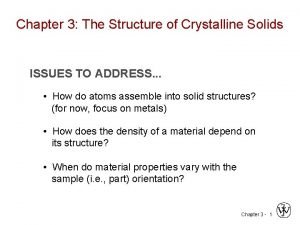 Chapter 3 The Structure of Crystalline Solids ISSUES