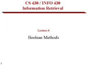 CS 430 INFO 430 Information Retrieval Lecture 6