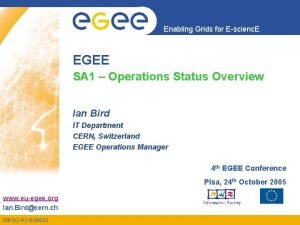 Enabling Grids for Escienc E EGEE SA 1