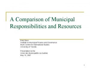 A Comparison of Municipal Responsibilities and Resources Enid