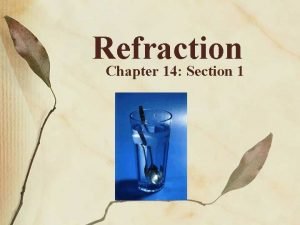 Refraction Chapter 14 Section 1 Learning Targets Describe