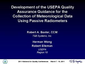 Development of the USEPA Quality Assurance Guidance for