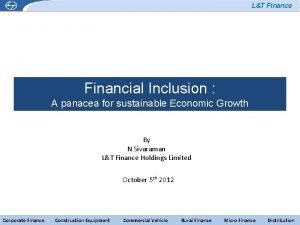 LT Finance Financial Inclusion A panacea for sustainable