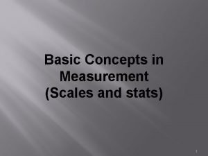 Basic Concepts in Measurement Scales and stats 1
