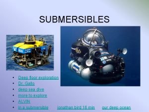 SUBMERSIBLES Deep floor exploration Dr Gallo deep sea