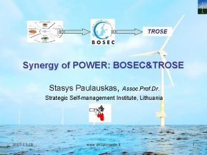 TROSE Synergy of POWER BOSECTROSE Stasys Paulauskas Assoc