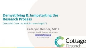 Demystifying Jumpstarting the Research Process also titled How