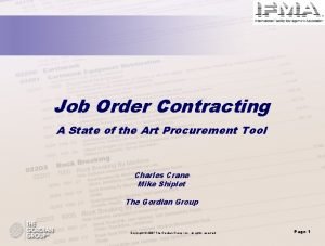 Job order contracting (joc) system implementation