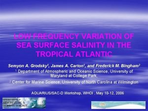 LOW FREQUENCY VARIATION OF SEA SURFACE SALINITY IN