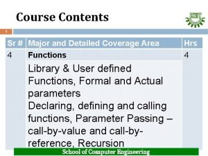 Course Contents 1 Sr Major and Detailed Coverage
