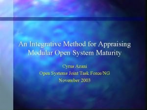 An Integrative Method for Appraising Modular Open System