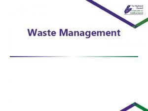 Recommendation of waste management Recommendation of waste management