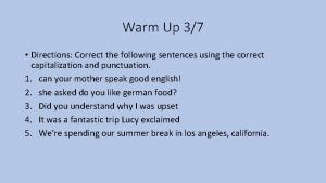 Warm up sentences