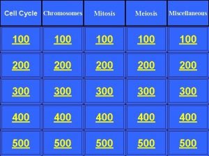 Cell Cycle Chromosomes Mitosis Meiosis Miscellaneous 100 100