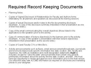 Required Record Keeping Documents Planning Notes Copies of