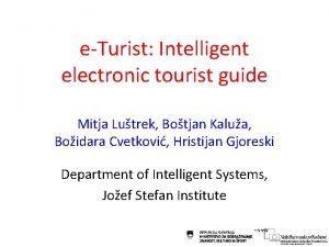 Intelligent tourist guide