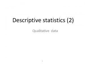Descriptive statistics classification