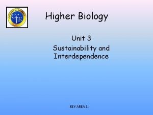 Higher Biology Unit 3 Sustainability and Interdependence KEY