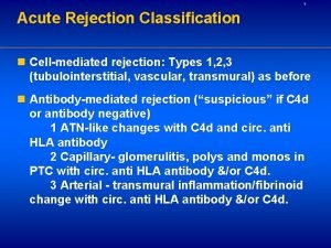 1 Acute Rejection Classification n Cellmediated rejection Types