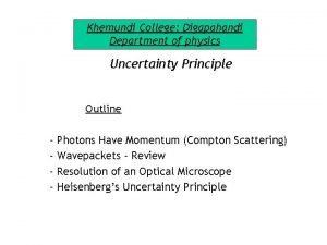 Khemundi College Digapahandi Department of physics Uncertainty Principle