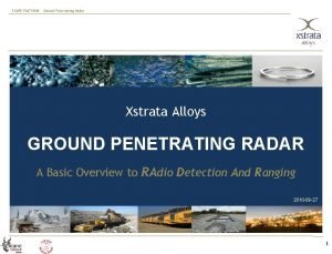 ELAND PLATINUM Ground Penetrating Radar Xstrata Alloys GROUND