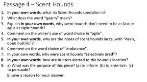 Passage 4 Scent Hounds 1 In your own