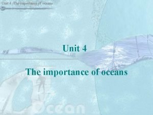 Importance of oceans
