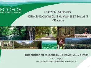 LE RSEAU SEHS DES SCIENCES CONOMIQUES HUMAINES ET