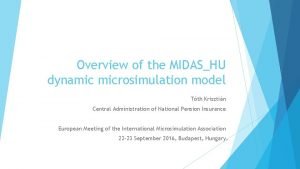 Overview of the MIDASHU dynamic microsimulation model Tth