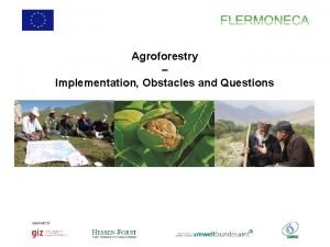 Agroforestry Implementation Obstacles and Questions Content I Agroforestry