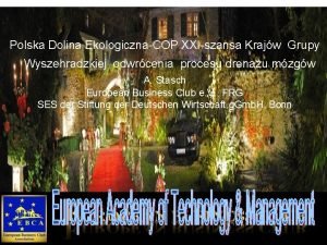 Polska Dolina EkologicznaCOP XXIszansa Krajw Grupy Wyszehradzkiej odwrcenia