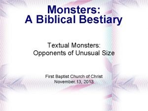 Monsters A Biblical Bestiary Textual Monsters Opponents of
