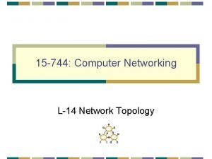 15 744 Computer Networking L14 Network Topology Todays