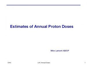 Estimates of Annual Proton Doses Mike Lamont ABOP