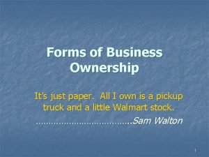 Forms of business ownership assignment
