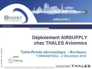 AIRSUPPLY www thalesgroup com THAv AIRSUPPLY YM Dcembre