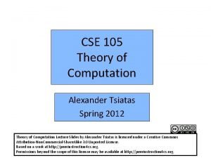 CSE 105 Theory of Computation Alexander Tsiatas Spring