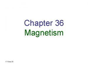 Chapter 36 Magnetism 17 Sep20 Magnetic Forces General