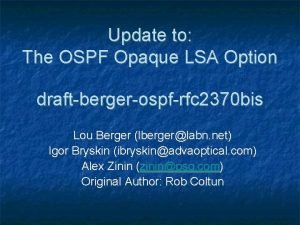 Ospf opaque lsa